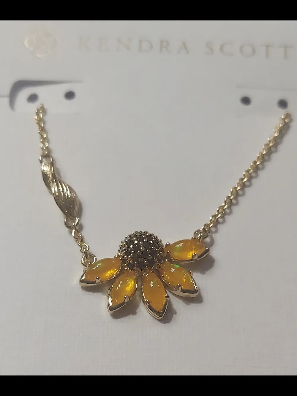 Kendra Scott Gold Sunflower Pendant Necklace - Yellow/Green